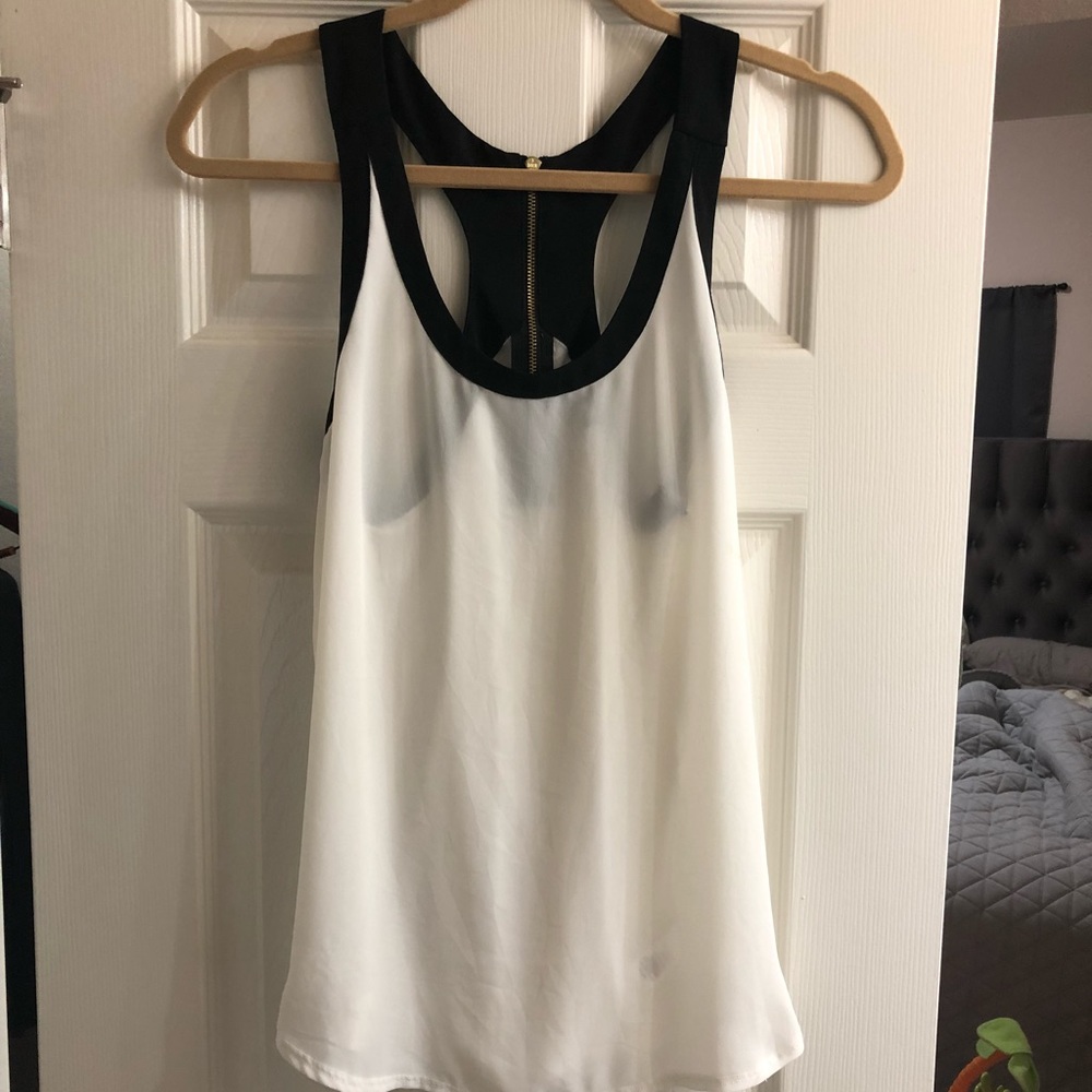 Express White/Black Razorback Tank Small